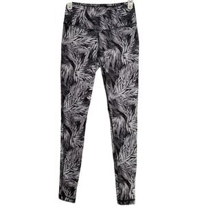 Zelos Black White Tropical Floral 7/8 Length Athletic Legging Athleisure Bold XS